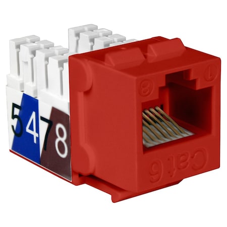 Cat6 Slim-Style 90 Degree Keystone Jacks, 8P8C - Red